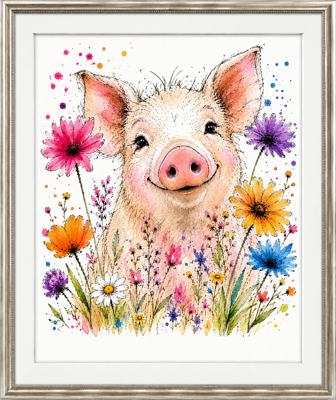 Hogging the Flowers canvas artwork